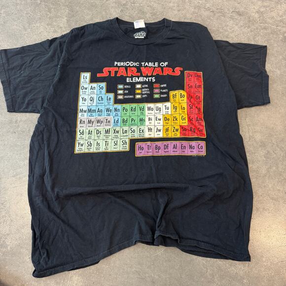 Vintage Y2K Marvel Periodic Table Black Graphic Casual Crew Neck Tee XXL - Picture 1 of 5